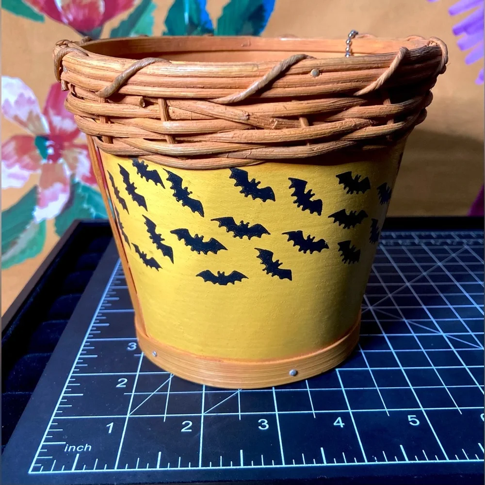 Vintage Orange Halloween Bat Basket